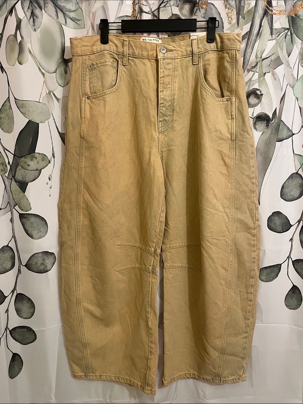 We The Free Tan good luck mid rise barrel jeans NWT